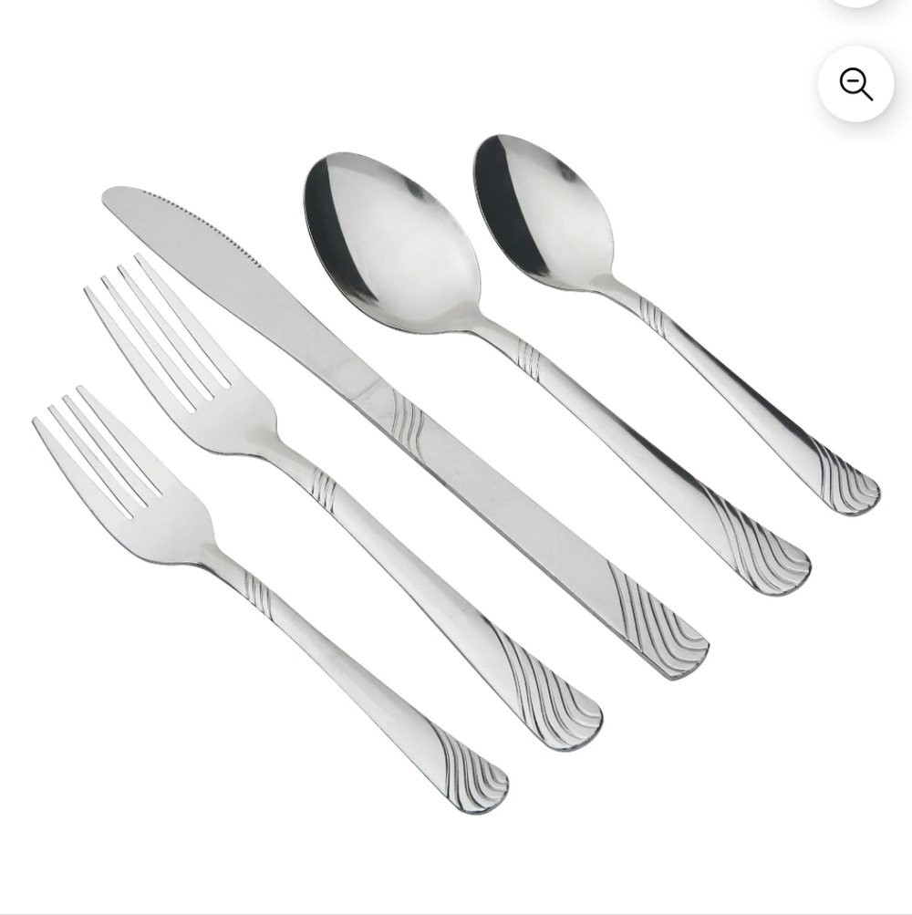 Mainstays Swirl Stainless Steel 1 Piece Setting Utensils Eating Dinner